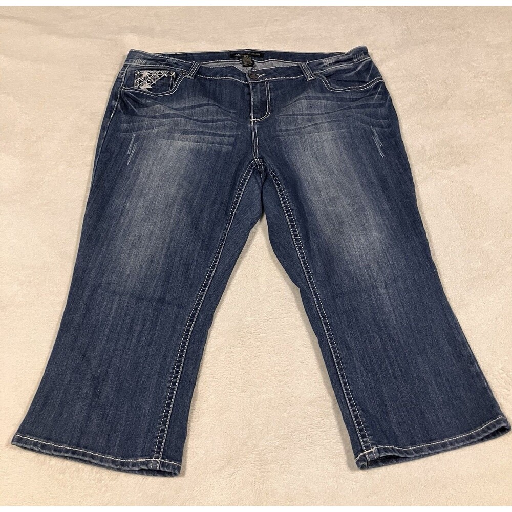Love Nation Womens Capri Jeans Size 24W Embellished Denim Stretch Summer Spring